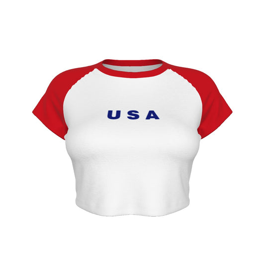 USA Cropped Tee (Red)