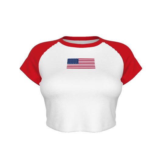 USA flag Cropped Tee (Red)